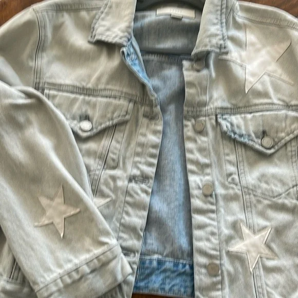 Blank NCY Casual Encounter White Star light wash Denim Jean Jacket trucker sz L - Picture 14 of 14